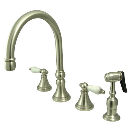 Kingston Brass Widespread Kitchen Faucet, Brushed Nickel KS2798PLBS